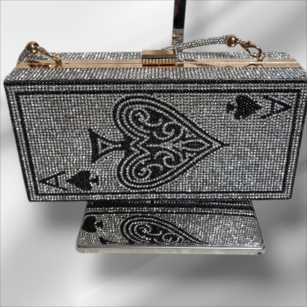 Ace of Spades Silver and Black Clutch - Picture 6 of 8